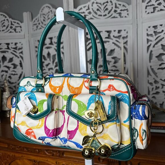 Coach Multicolor Scribble Tote Satchel NWT - Picture 4 of 8